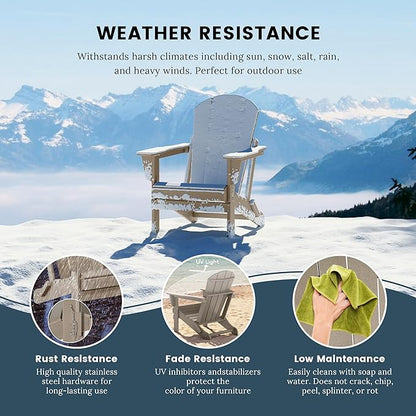 WO WESTIN OUTDOOR HDPE Laguna Outdoor Folding Poly Adirondack Chair (Set of 8),Weathered Wood