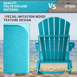 FUNBERRY Folding Adirondack Chair Set of 6, All Weather HDPE Fire Pit Chairs with Cup Holder for Outdoor - Photo 6