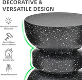 18" H Modern Black Side Table for Living Room, Decorative Terrazzo Finish MGO Outdoor End Table - Photo 5