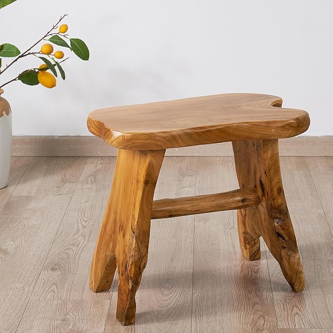 Natural Shape Solid Wood Stump Stool 20"x13"x18" Cedar Root End Table Rustic Plant Stand Live Edge Coffee Side Table Vintage Sit Foot Stool Living Room Bedroom Accent Outdoor Garden