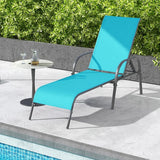 Giantex Patio Lounge Chair, Outdoor Chaise Lounge with 5 Adjustable Backrest, Sturdy Steel Frame, Sunbathing Recliner - Photo 7
