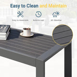 Modern Aluminum Outdoor Coffee Table, All-Weather Metal Rectangle Table for Patio, Balcony or Garden, Dark Grey - Photo 4