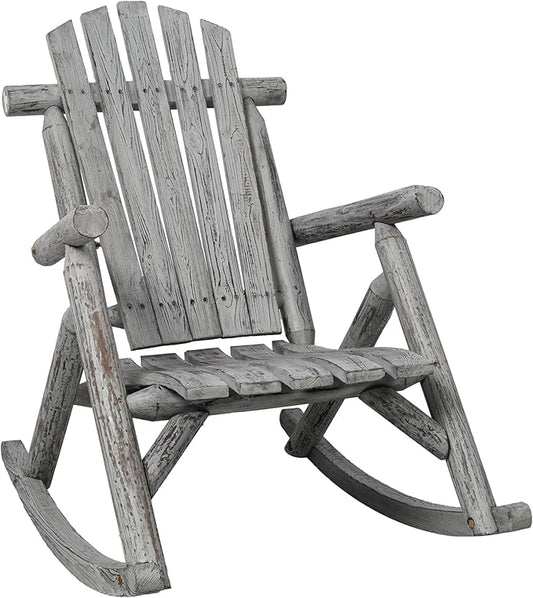 Ergonomic Fir Wood Porch Rocking Chair for Outdoor Relaxation and Garden Lounging with Heavy-Duty Support and Smooth Gliding Motion
