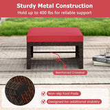 RELAX4LIFE Wicker Outdoor Ottoman Set of 2 - Rattan Footstools Foot Rest w/Removable Cushions - Photo 7