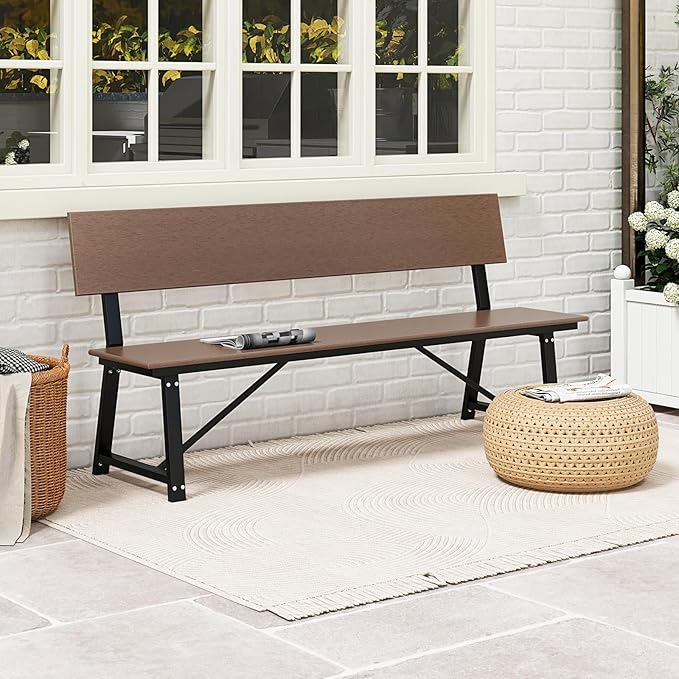 Tangkula 72” Outdoor Bench, Extra Long Patio HDPE Bench for 4 People, 1100 lbs Weight Capacity - Photo 4