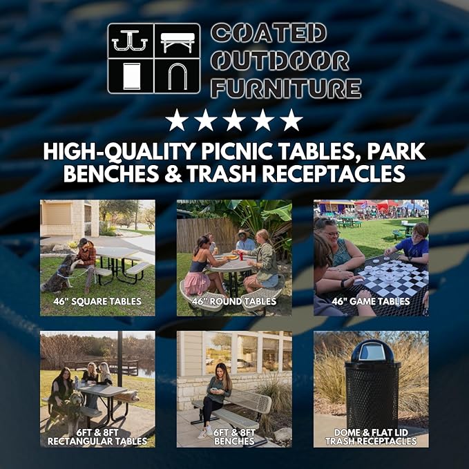 COATEDOUTDOORFURNITURE Heavy-Duty Portable Outdoor Picnic Table with Umbrella Hole - Photo 2
