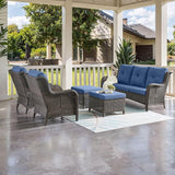 HUMMUH Outdoor Furniture 5 Pieces Patio Furniture Set Wicker Outdoor Sectional Sofa with 2 Patio Chairs,Ottomans - Photo 3