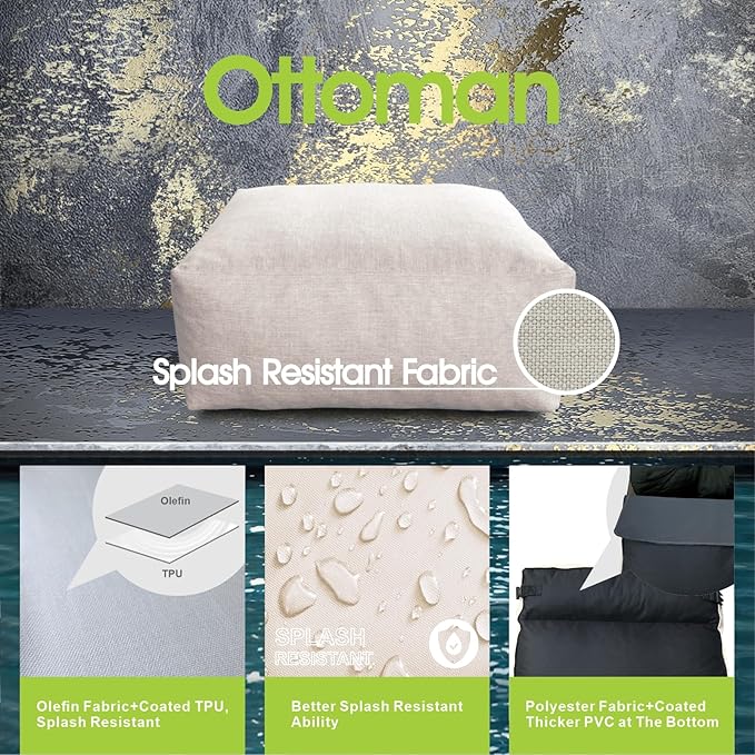 Dineli Modern Ottoman Chair Coffee Table Outdoor Furniture Patio Couch Side Table Creating a Unique Patio Garden Modular Contemporary Sofa (Light Beige)