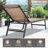 Tangkula 3 Piece Patio Chaise Lounge Set, Aluminum Patio Recliner with Coffee Table, 6-Level Backrest Adjustment - Photo 7