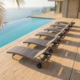 OVENTA Outdoor Wicker Patio Chaise Lounge Chair with Wheels Set of 6 - Photo 1