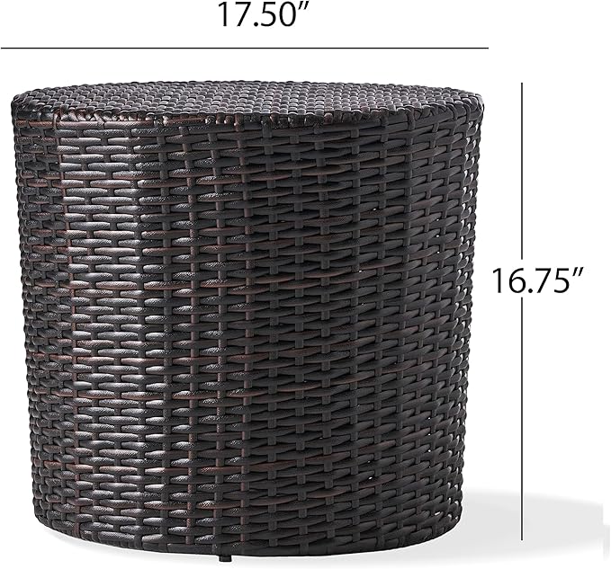 Christopher Knight Home Keaton Wicker Barrel Side Table, Multibrown 16.75 inches high x 17.5 inches wide 17.5 inches deep
