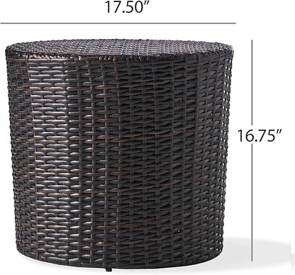 Christopher Knight Home Keaton Wicker Barrel Side Table, Multibrown 16.75 inches high x 17.5 inches wide 17.5 inches deep