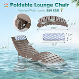 nalone Folding Pool Lounge Chair, HDPE Outdoor Pool Chaise Lounge with Pillow - Photo 3
