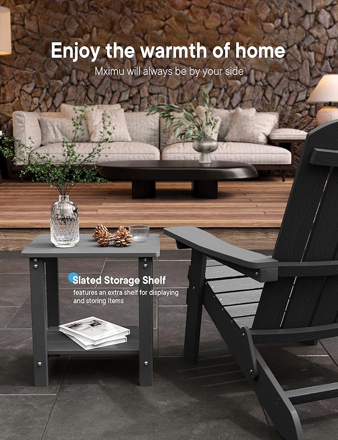 MXIMU Outdoor Side Table for Patio: 16" HIPS Weatherproof Adirondack Table - Small End Tables with Storage for Outside - Photo 6