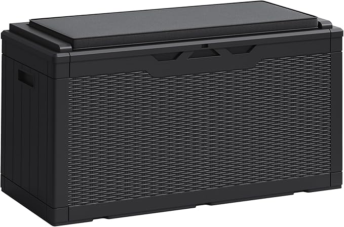 Greesum 100 Gallon Resin Deck Box Large Outdoor Storage Boxes with Cushions for Garden Tools, Patio Furniture Pillows - Photo 1