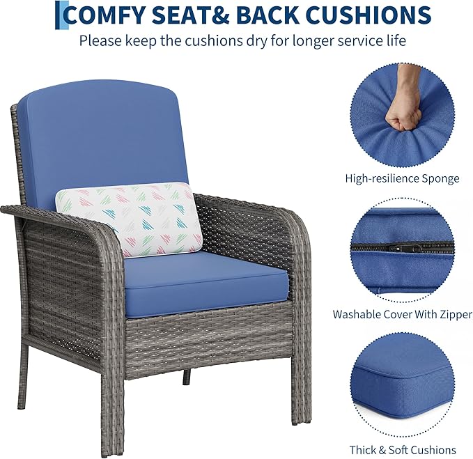 GarveeHome Outdoor Wicker Chairs Set of 2, All-Weather High Back Rattan Patio Furniture - Photo 5