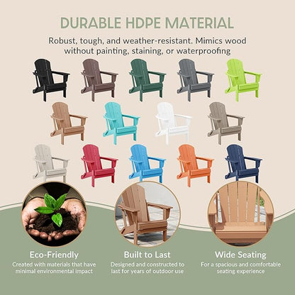 WestinTrends Malibu HDPE Outdoor Patio Folding Poly Adirondack Chair, Teak