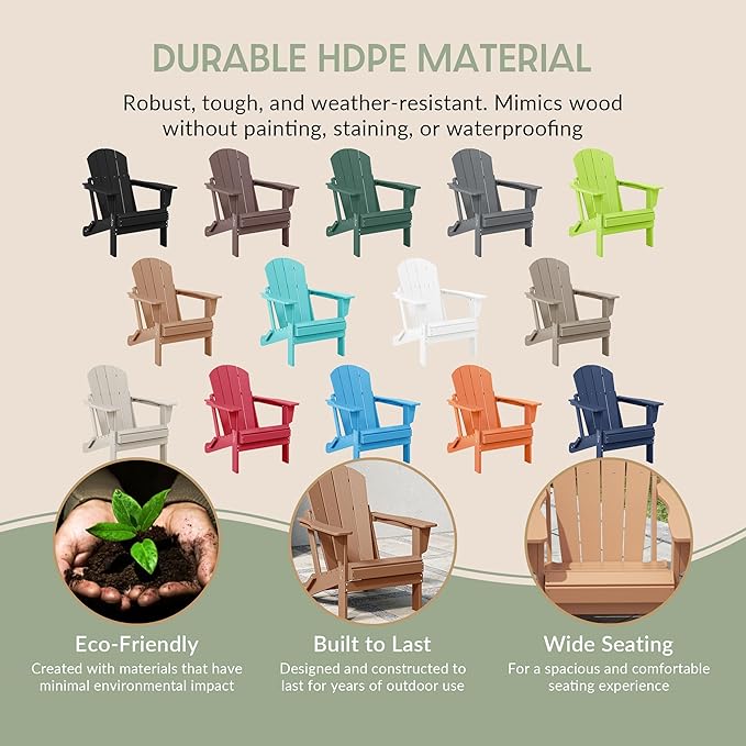 WestinTrends Malibu Malibu Outdoor Folding Poly Adirondack Chair (Set of 8), Teak