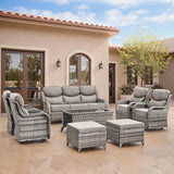 Swivel Patio Chairs sofa Set of 4 with 6" Thick Cushion - Wicker Outdoor Swivel Rocker Patio Chair ,Sofa/Glass coffee - Photo 9