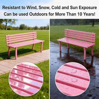 Metal Garden Bench, Park Deck Lawn Outdoor Benches Weatherproof, Porch Bench Seat with Backrest for Patio Yard Balcony Entryway, 100/120/150/180 Cm Outdoor Furniture(Yellow,120 cm/47.2 in)