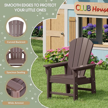 WestinTrends Malibu Kids Outdoor Adirondack Plastic Patio Chair (Set of 2), Dark Brown