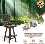 HOMEDIARY Outdoor Solid Wood Swivel Bar Stool, Oversized Patio Log Bar Height Chair with High Back - Photo 9