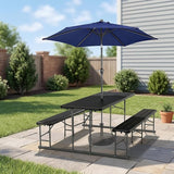 VINGLI Folding Picnic Table and Bench Set with Umbrella, Portable Outdoor Dining Furniture for Camping, Patio, Backyard - Photo 1