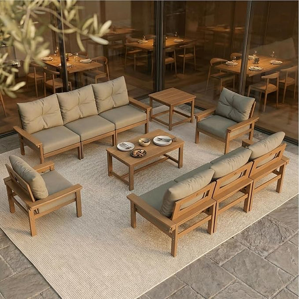 Teak HDPE Outdoor Patio Furniture Set - Photo 1