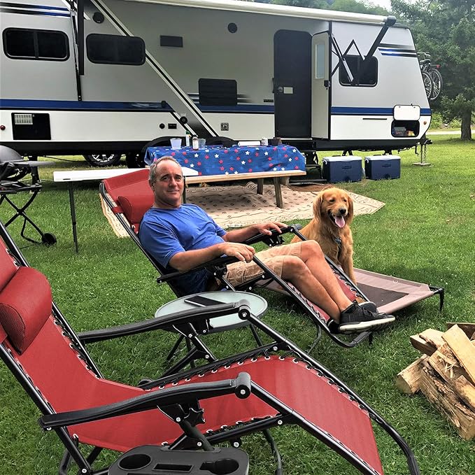 Homall Zero Gravity Patio Folding Lawn Reclining Lounge Chairs Outdoor Gravity Camp Chairs with Cup Holder Pillows for - Photo 8