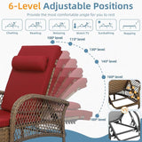 Outdoor Chaise Lounge Chair, PE Wicker Long Recliner Patio Lounge Chair with Cushion - Photo 4