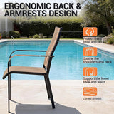 Patio Chairs Set of 8, Outdoor Dining Chairs High Back, All-Weather Padded Textilene Chair for Lawn Porch Garden - Photo 5