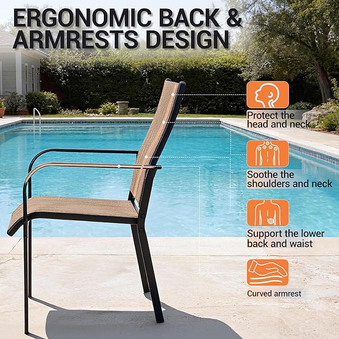 Patio Chairs Set of 4, Outdoor Dining Chairs Set of 4 - Photo 5