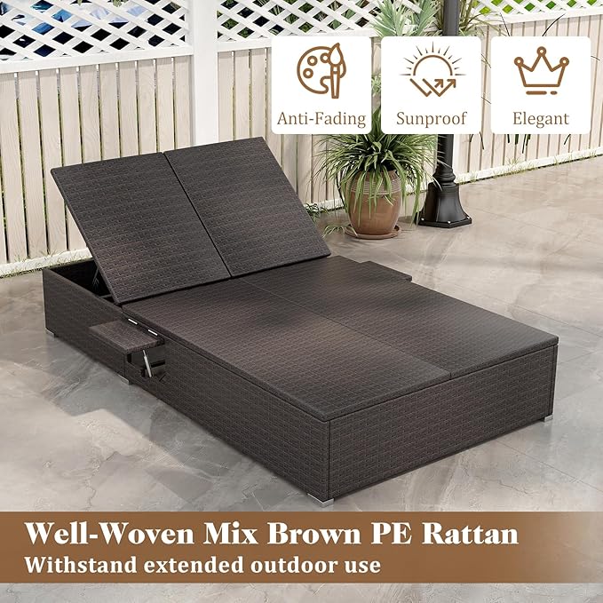 Tangkula Outdoor Rattan Daybed with 6-Level Adjustable Backrests - Photo 9