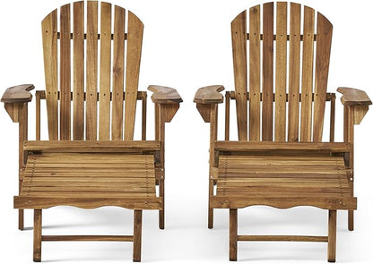 Christopher Knight Home Hayle Outdoor Acacia Wood Reclining Adirondack Chair with Footrest (Set of 2)