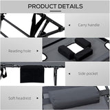 Outsunny 2 Piece Folding Chaise Lounge with 5-Level Reclining Back, Tanning Chair with Face Hole - Photo 5