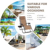 Giantex 2 PCS Zero Gravity Chair Patio Chaise Lounge Chairs Outdoor Yard Pool Recliner Folding Lounge Chair with Cup - Photo 8