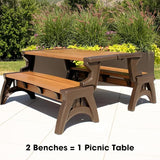 Convert-a-Bench 2-in-1 Outdoor Bench & Picnic Table - Foldable, Weather-Resistant Seating - Perfect for Patio, Lawn - Photo 7