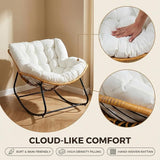 Outdoor Rocking Chair, Papasan Egg Style with Thick Cushion, Comfy Patio Lounge Chair for Balcony, Porch and Living Room - Photo 6