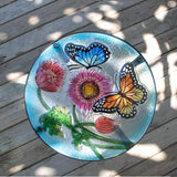 12 Inch Round Butterfly Glass Side Table, Patio Small Table, Outdoor Side Table, Outdoor Bar Table - Photo 2