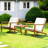 IDZO Natural 3-Piece Patio Bistro Sets with Foldable 400lbs Weight Chairs, a 220lbs Shelf Table - Photo 1
