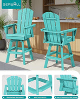 SERWALL Swivel Adirondack Bar Chairs Set of 4, HDPE Outdoor Swivel Barstools Chairs Set of 4 for Bistro, Poolside - Photo 6