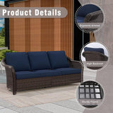 3 Piece Patio Wicker Conversation Set, All-Weather Use Outdoor Wicker Sofa with 2 PE Rattan Chair, Ideal for Porch - Photo 5