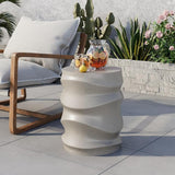 COSIEST Outdoor Side Table, 18''H Patio Concrete Side Accent Table - Photo 3