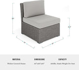Martha Stewart Bedford Indoor-Outdoor Modular Patio Sectional Sofa Center Seat with Rattan Wicker Finish in Gray with - Photo 2