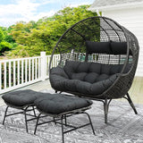 NICESOUL Luxury Double Egg Chair with Footrest & Cushions, Two Person Wicker Eggshell Chair Large with Ottoman - Photo 1