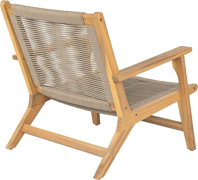 Christopher Knight Home Veera Patio Chair Set of 2 with Acacia Wood Frame and Handwoven Rope, Outdoor Lounge Chair - Photo 8