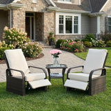 ATR ART TO REAL Outdoor Recliner, Set of 2 Wicker Reclining Chair with Coffee End Side Table - Photo 1