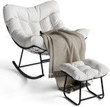 GAOMON Outdoor Oversized Papasan Rocking Chair with Footrest - Patio Lounge Chair with Ottoman - Photo 1