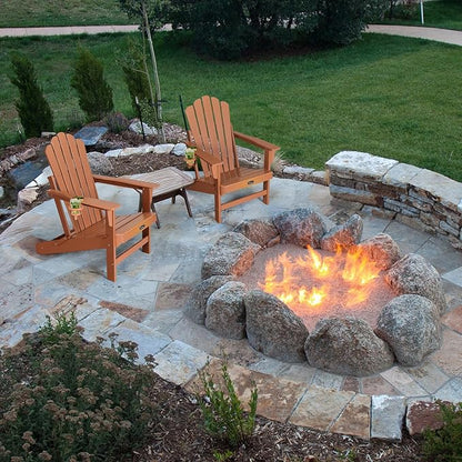 FUNBERRY Folding Adirondack Chairs Set of 2, All Weather HDPE Wood Texture Fire Pit Chairs with Cup Holder for Outdoor
