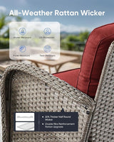 Outdoor Rocking Chairs Set of 2-Patio Table and Chairs Set Outdoor Conversation Furniture Sets for Deck Porch Garden - Photo 8